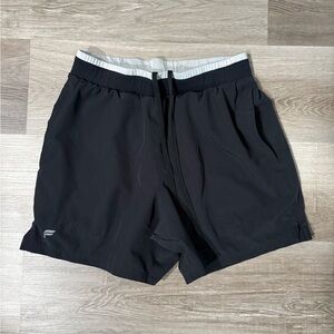 Fabletics Black Athletic Shorts with White Waistband